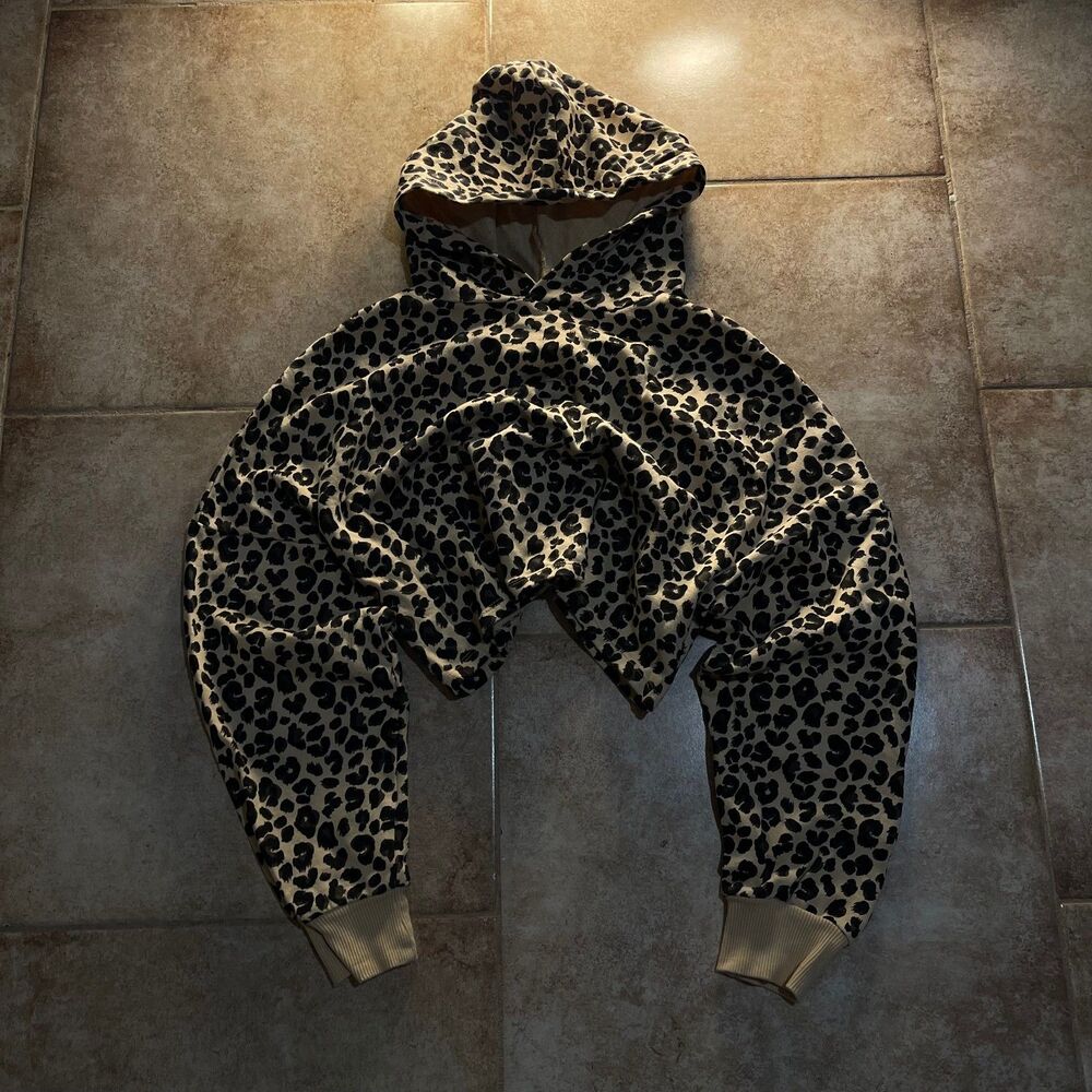 Vintage Cheetah Print H&M Cropped Hoodie